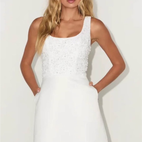 Lulus Dresses & Skirts - Lulu's White Beaded Scoop Neck Wedding Dress
